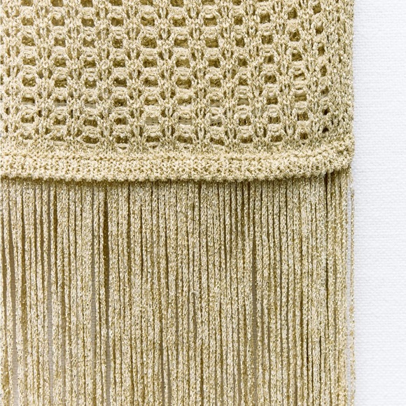 METALLIC THREAD FRINGED LONG KNIT DRESS - Picture 8 of 9